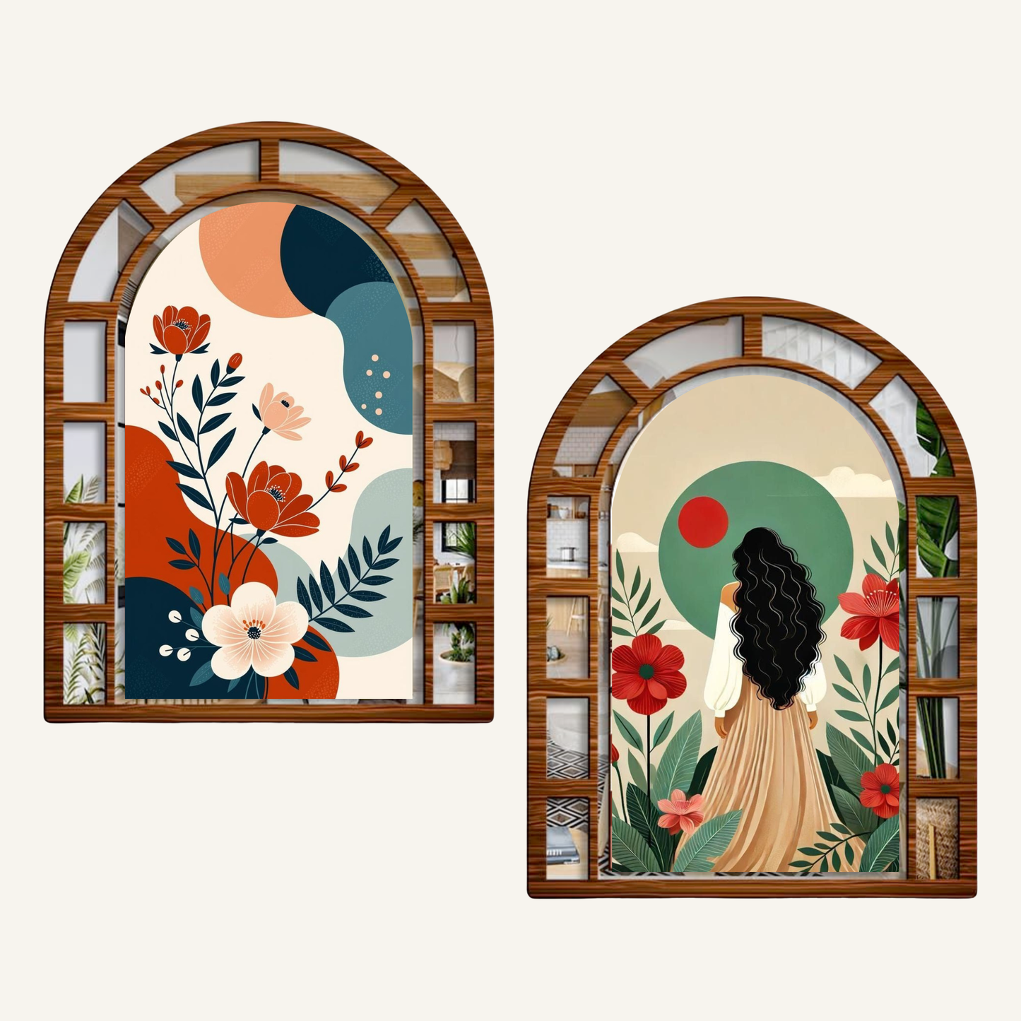 Boho Style Jharokha Wall Hanging Set of 2