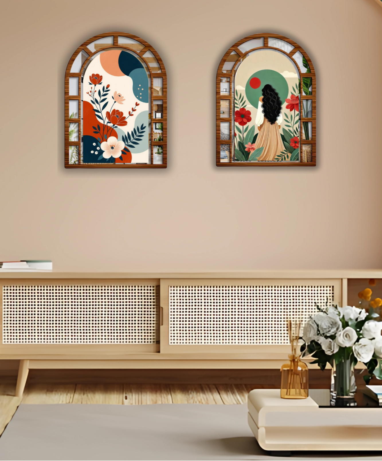 Boho Style Jharokha Wall Hanging Set of 2