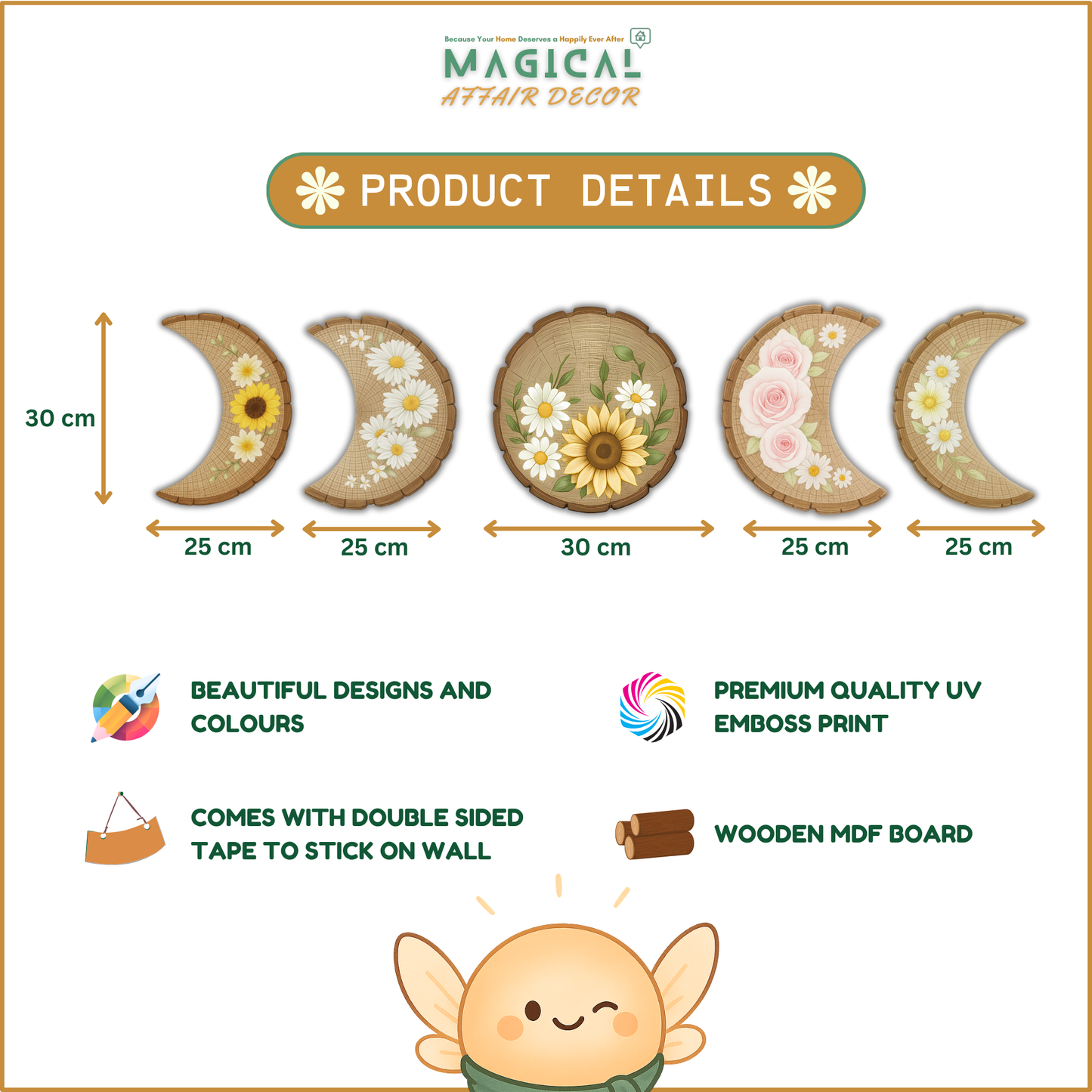 Floral Moon Phase Wall Decor