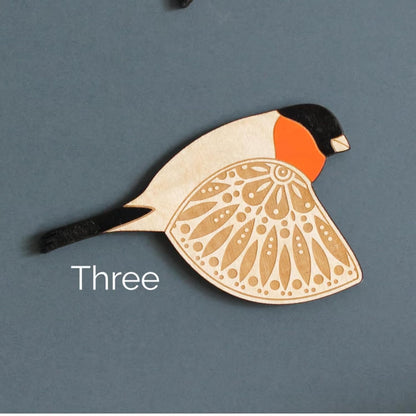 Set of 3 Cute Embossed Wooden Bird Wall Hangings – 10 Inch